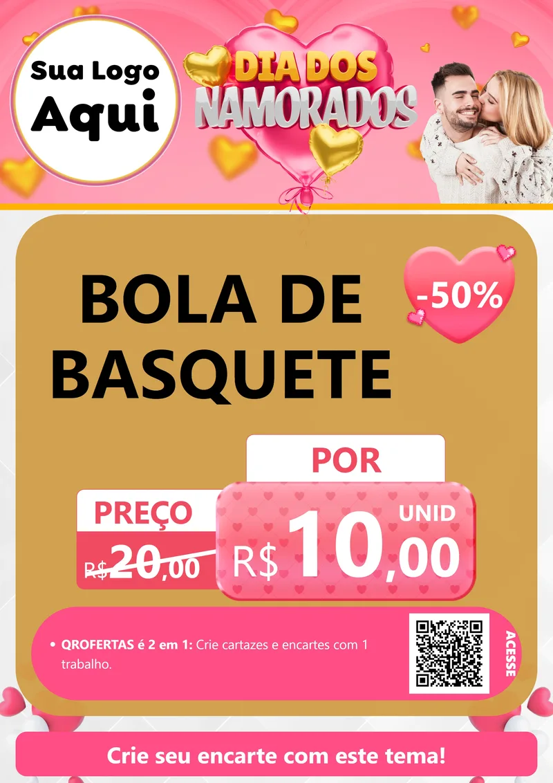 Modelo de Cartaz para Cartaz A4 Vertical com o tema Dia dos Namorados para Artigos Esportivos