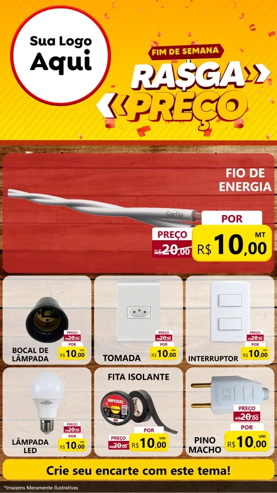 Modelo de Rede Social para Stories com o tema Fim de Semana Rasga Preços para Materiais Elétricos
