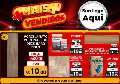 Modelo de Encarte para Encarte A4 Horizontal com o tema Mais Vendidos para Pisos e revestimentos