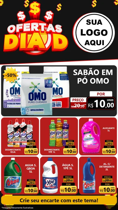 Modelo de Rede Social para Stories com o tema Ofertas Dia D para Produtos de Limpeza