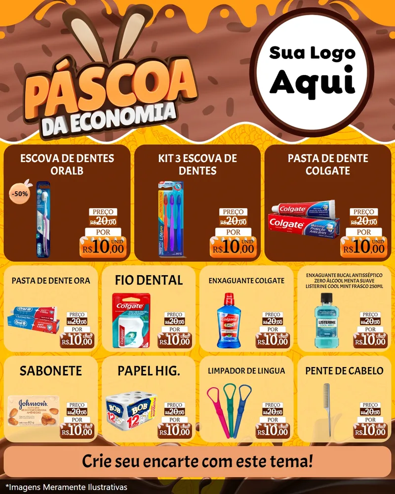 Modelo de Rede Social para Feed Instagram com o tema Páscoa da Economia para Higiene Pessoal