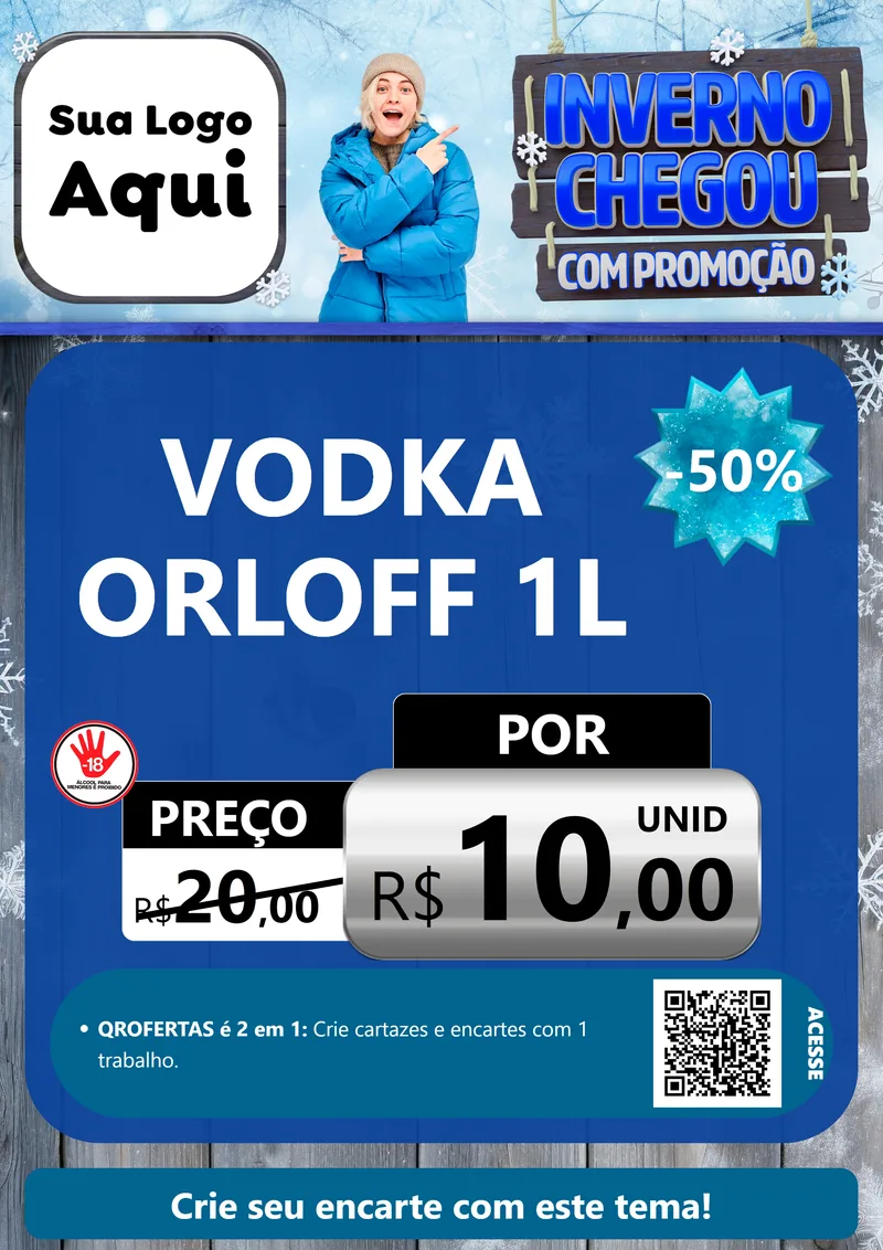 Modelo de Cartaz para Cartaz A4 Vertical com o tema Inverno Chegou Com Promoção para Distribuidora de bebidas