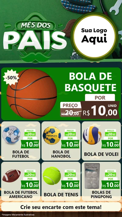 Modelo de Rede Social para Stories com o tema Mês dos Pais para Artigos Esportivos