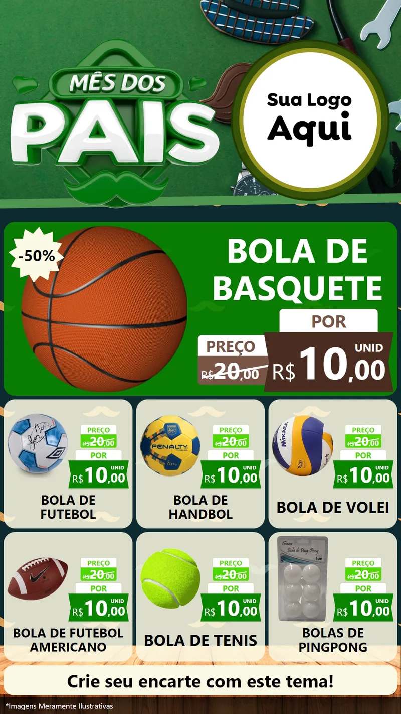 Modelo de Rede Social para Stories com o tema Mês dos Pais para Artigos Esportivos