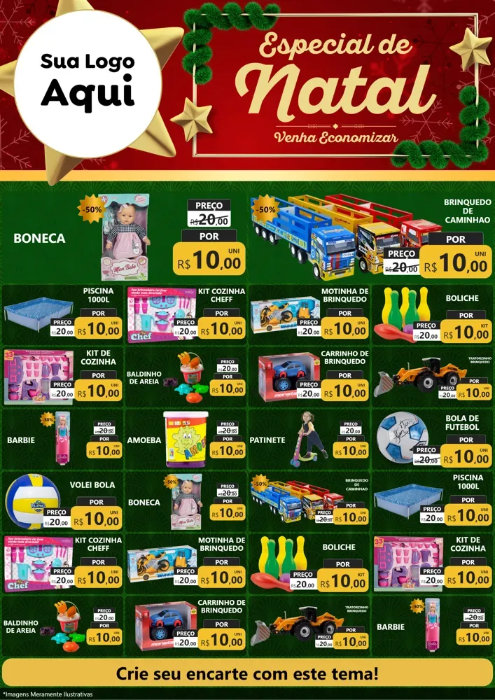 Modelo de Encarte para Encarte A4 Vertical com o tema Especial de Natal para Brinquedos