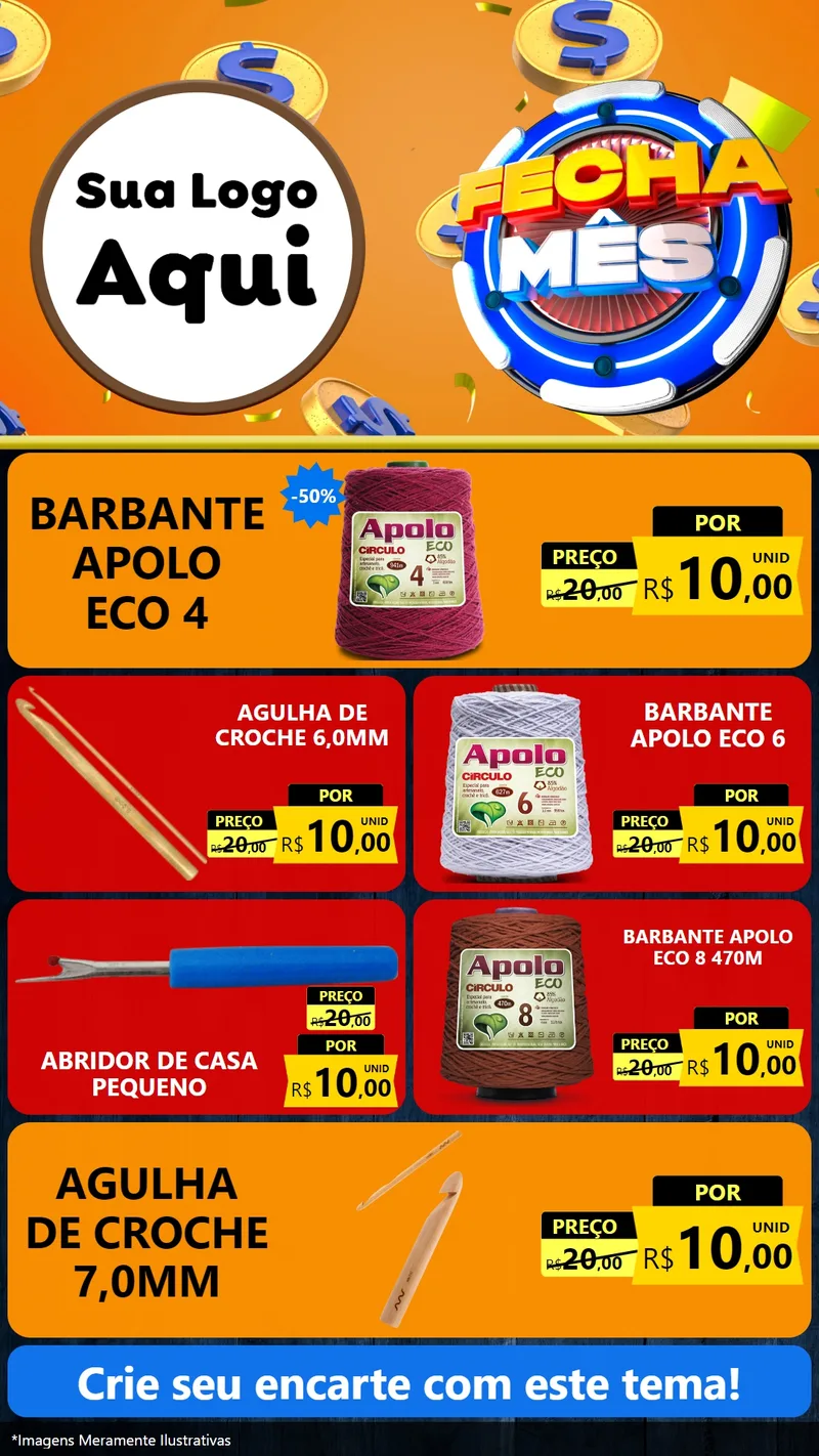 Modelo de TV para TV Vertical com o tema Fecha Mês para Armarinho e Aviamentos