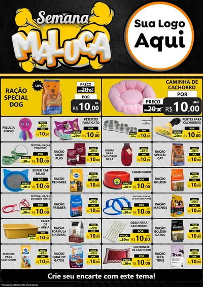 Modelo de Encarte para Encarte A4 Vertical com o tema Semana Maluca para Pet Shop