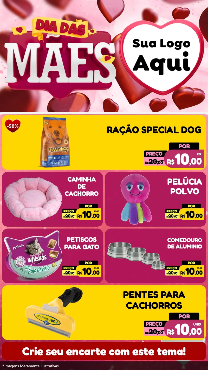 Modelo de TV para TV Vertical com o tema Dia Das Mães para Pet Shop
