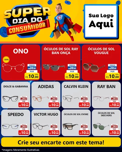 Modelo de Rede Social para Feed Instagram com o tema Super Dia do Consumidor para Óticas
