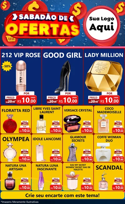 Modelo de Encarte para Encarte Grande com o tema Sabadão de Ofertas para Perfumes