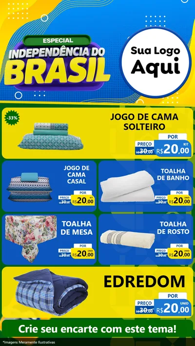 Modelo de TV para TV Vertical com o tema Especial Independência do Brasil para Cama, Mesa e Banho