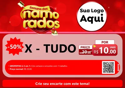 Modelo de Cartaz para Cartaz A4 Horizontal com o tema Semana dos namorados para Hamburgueria