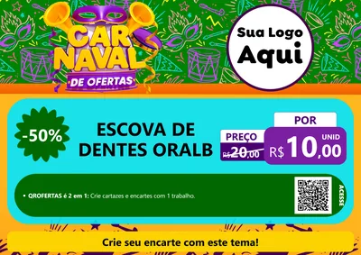 Modelo de Cartaz para Cartaz A4 Horizontal com o tema Carnaval de Ofertas para Higiene Pessoal