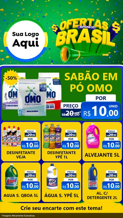 Modelo de Rede Social para Stories com o tema Ofertas Semana do Brasil para Produtos de Limpeza