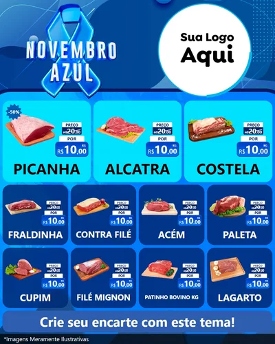 Modelo de Rede Social para Feed Instagram com o tema Novembro Azul para Açougue