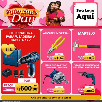 Modelo de Rede Social para Feed Facebook com o tema Valentine's Day para Maquinas e Ferramentas
