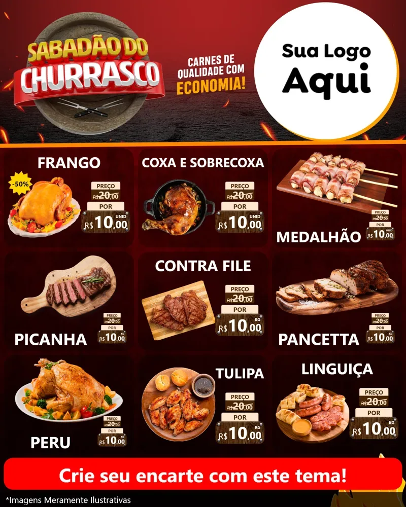 Modelo de Rede Social para Feed Instagram com o tema Sabadão Do Churrasco para Assados