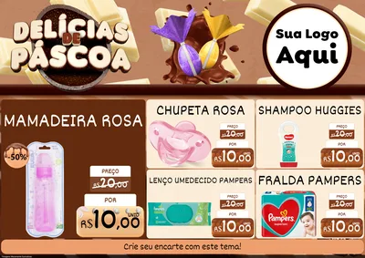 Modelo de Encarte para Encarte A4 Horizontal com o tema Delícias de Páscoa para Bebês
