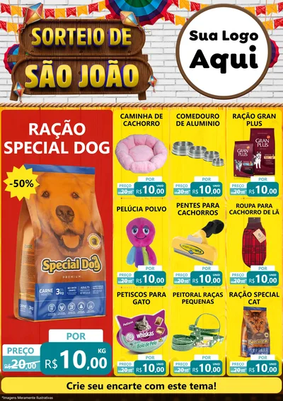 Modelo de Encarte para Encarte A4 Vertical com o tema Sorteio de São João para Pet Shop