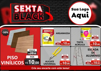 Modelo de Encarte para Encarte A4 Horizontal com o tema Sexta Black para Material para Construção