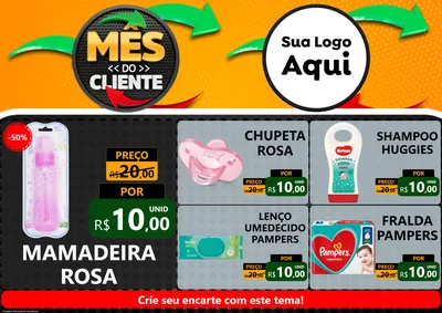 Modelo de Encarte para Encarte A4 Horizontal com o tema Mês do Cliente para Bebês