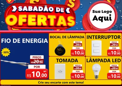 Modelo de Encarte para Encarte A4 Horizontal com o tema Sabadão de Ofertas para Materiais Elétricos