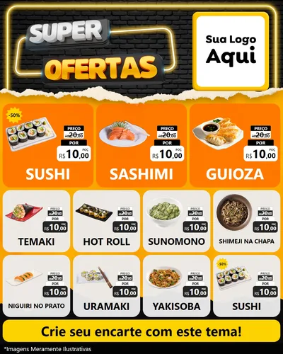 Modelo de Rede Social para Feed Instagram com o tema Super Ofertas para Comida japonesa