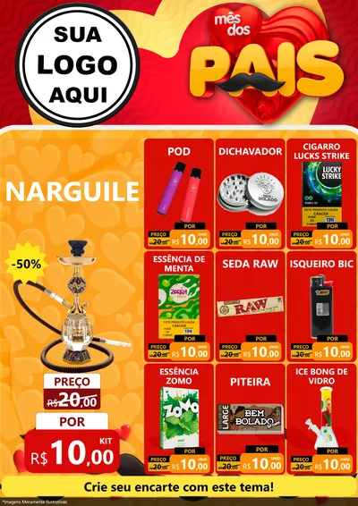 Modelo de Encarte para Encarte A4 Vertical com o tema Mês Dos Pais para Tabacaria