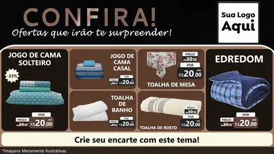 Modelo de TV para TV Horizontal com o tema Confira! Ofertas que irão te surpreender! para Cama, Mesa e Banho