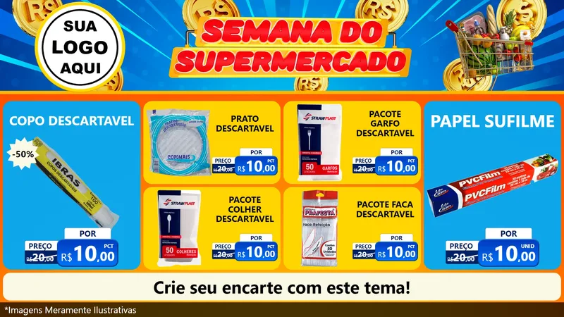 Modelo de TV para TV Horizontal com o tema Semana do Supermercado para Embalagens