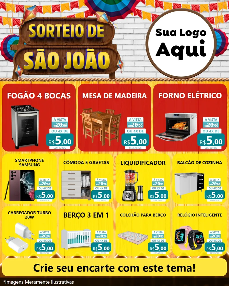 Modelo de Rede Social para Feed Instagram com o tema Sorteio de São João para Móveis e Eletro