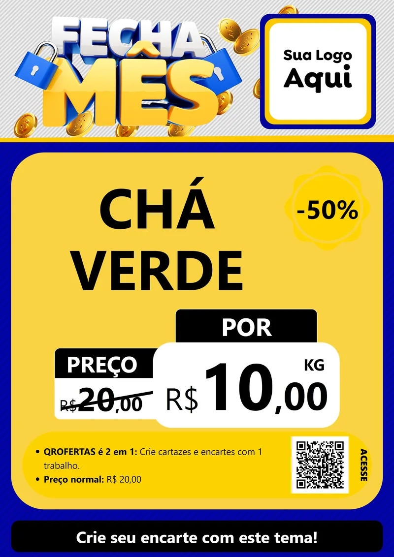 Modelo de Cartaz para Cartaz A4 Vertical com o tema Fecha Mês para Produtos Naturais