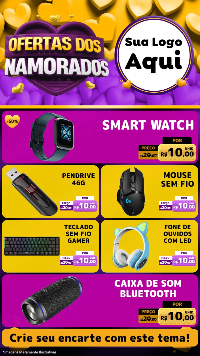 Modelo de TV para TV Vertical com o tema Oferta Dos Namorados para Informática