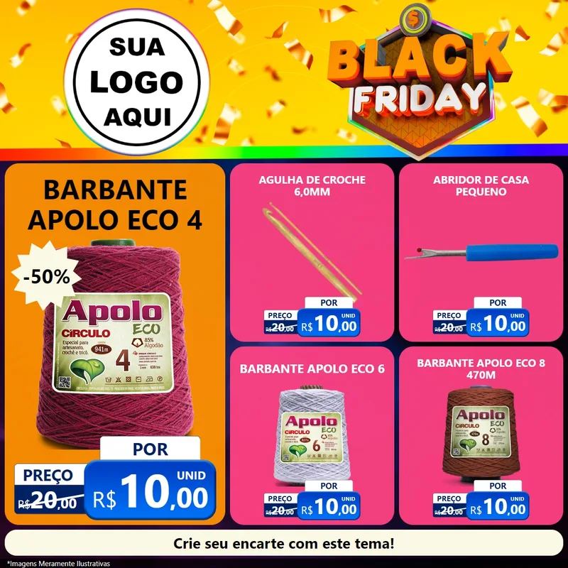 Modelo de Rede Social para Feed Facebook com o tema Black Friday para Armarinho e Aviamentos