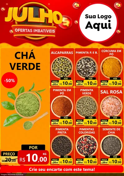 Modelo de Encarte para Encarte A4 Vertical com o tema Julho Ofertas Imbatíveis para Produtos Naturais