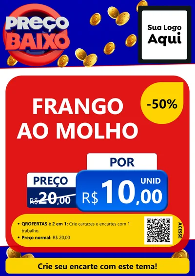 Modelo de Cartaz para Cartaz A4 Vertical com o tema Preço Baixo para Restaurante