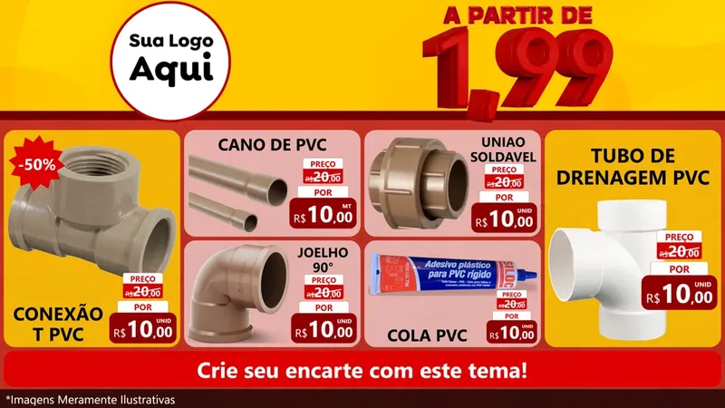 Modelo de TV para TV Horizontal com o tema A Partir de Um e Noventa e Nove - 1,99 para Tubos e conexões