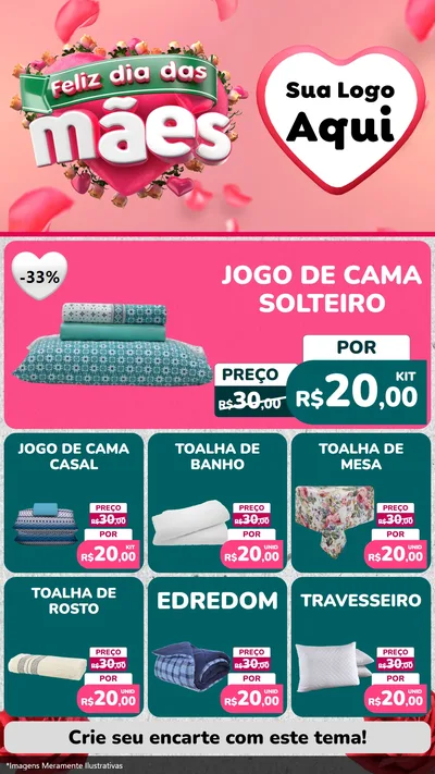 Modelo de Rede Social para Stories com o tema Feliz Dia das Mães para Cama, Mesa e Banho