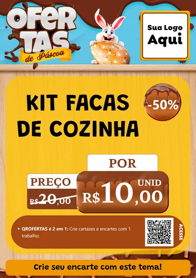 Modelo de Cartaz para Cartaz A4 Vertical com o tema Ofertas de Páscoa para Utilidades Domésticas