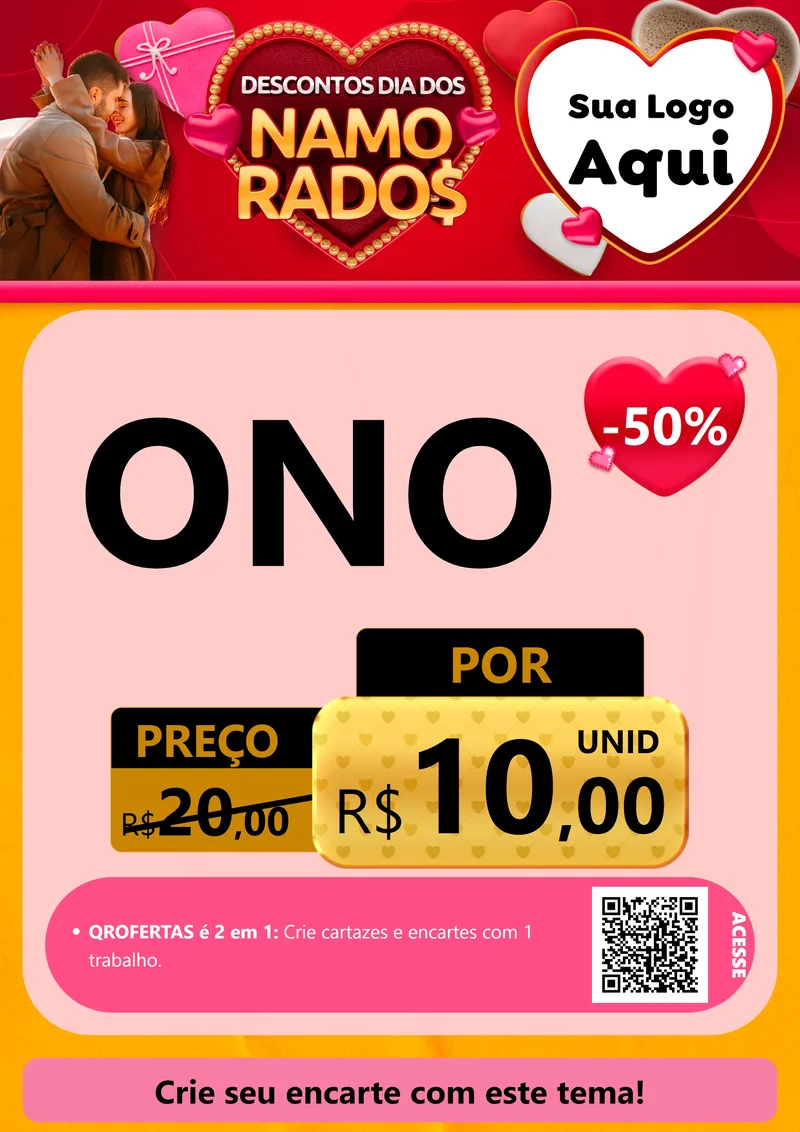 Modelo de Cartaz para Cartaz A4 Vertical com o tema Descontos Dia dos Namorados para Óticas