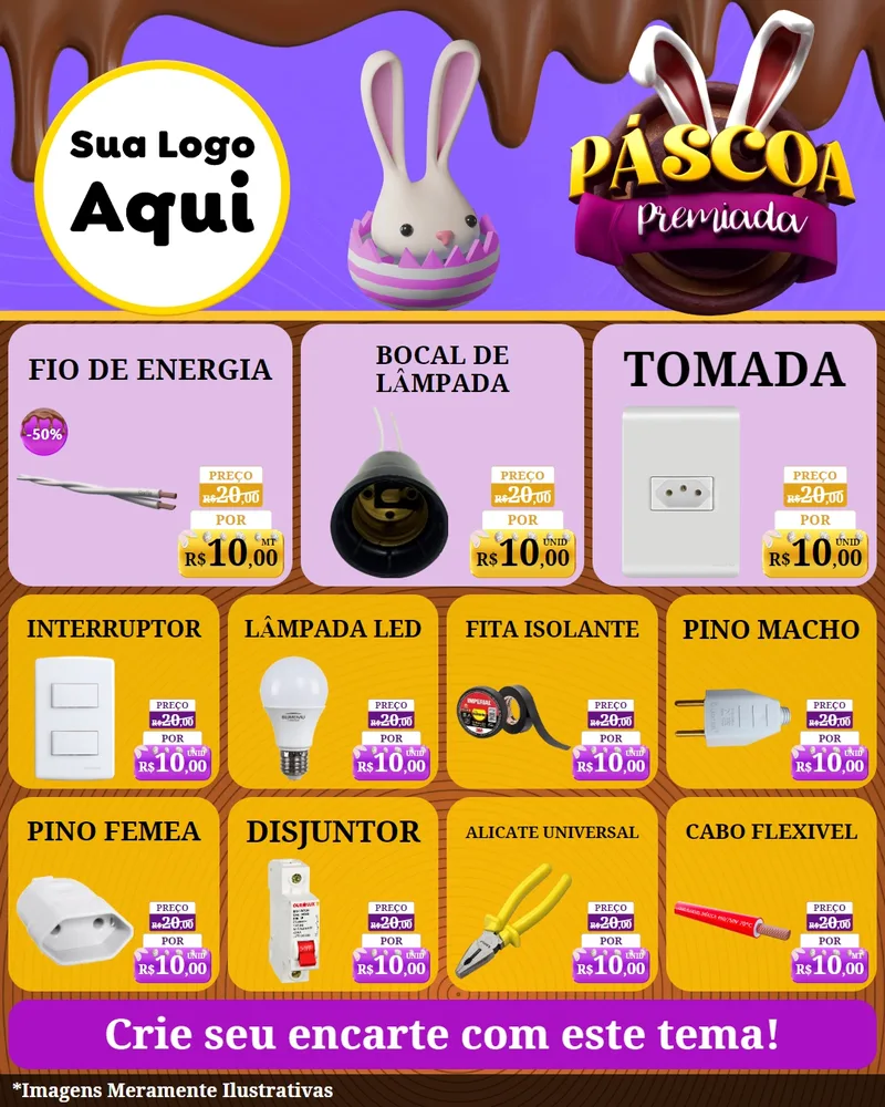 Modelo de Rede Social para Feed Instagram com o tema Páscoa Premiada para Materiais Elétricos