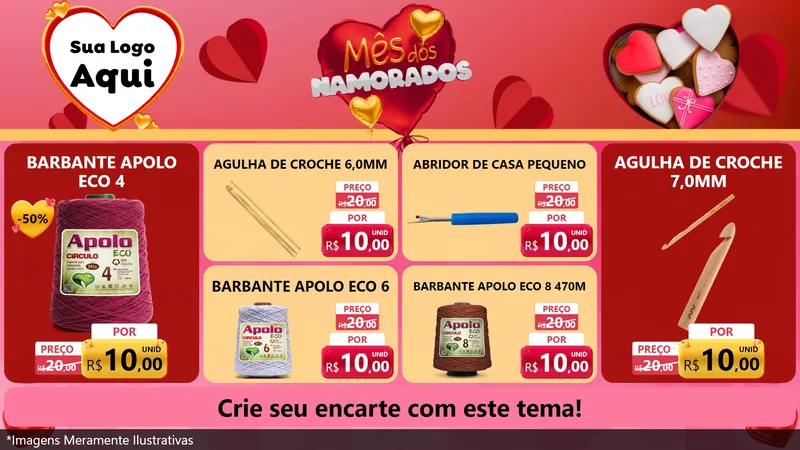 Modelo de TV para TV Horizontal com o tema Mês dos Namorados para Armarinho e Aviamentos