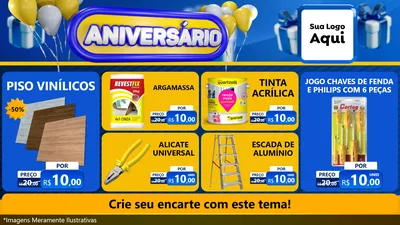 Modelo de TV para TV Horizontal com o tema Aniversário para Material para Construção
