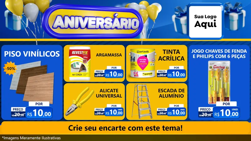Modelo de TV para TV Horizontal com o tema Aniversário para Material para Construção