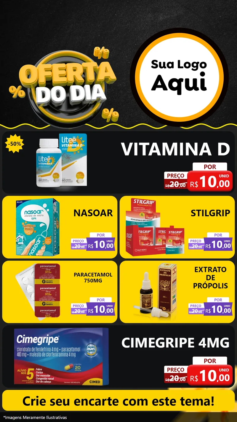 Modelo de TV para TV Vertical com o tema Oferta Do Dia para Farmácia