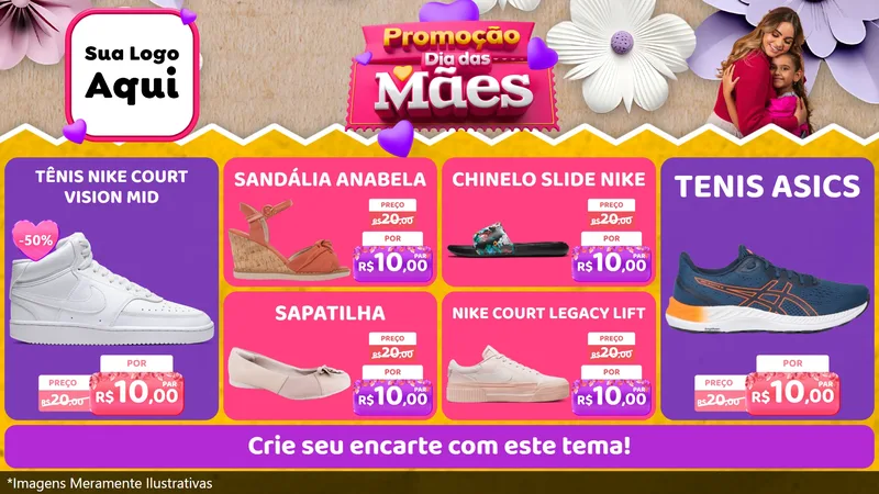 Modelo de TV para TV Horizontal com o tema Promoção Dia das Mães para Calçados