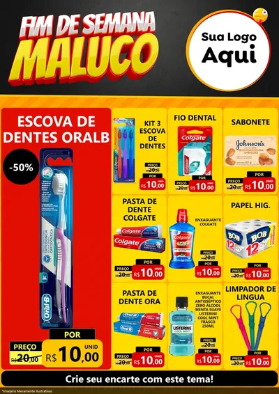 Modelo de Encarte para Encarte A4 Vertical com o tema Final de Semana Maluco para Higiene Pessoal