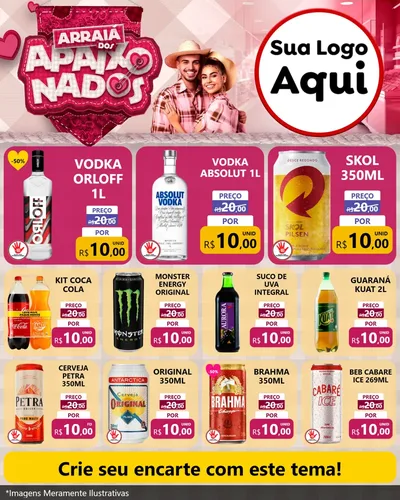 Modelo de Rede Social para Feed Instagram com o tema Arraiá dos Apaixonados - Junina para Distribuidora de bebidas