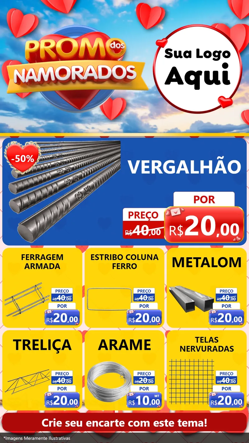 Modelo de Rede Social para Stories com o tema Promo dos Namorados para Ferragens