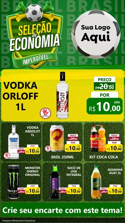 Modelo de Rede Social para Stories com o tema Seleção de Economia - Copa para Distribuidora de bebidas